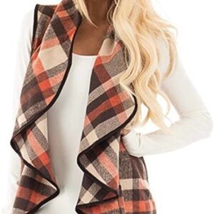 NWT - Women’s Orange Plaid Vest / Fall Clothing / Outerwear
